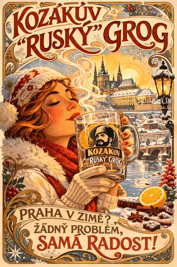 Art Nouveau interpretation of Kozak’s Grog branding.